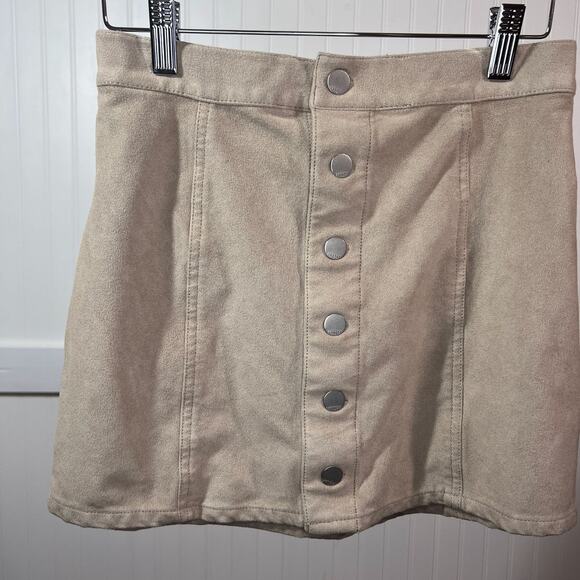Express Beige Suede Button Down Skirt Women's 0 Mini - Picture 1 of 7